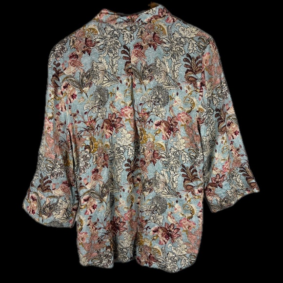 Chico's Womens Linen 3/4 Sleeve No Iron Button Shirt Sz L/ 12 Breathable Preppy - Picture 4 of 10